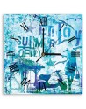 Wall clock - Blue holiday lettering - Andrea Haase | FEEBY