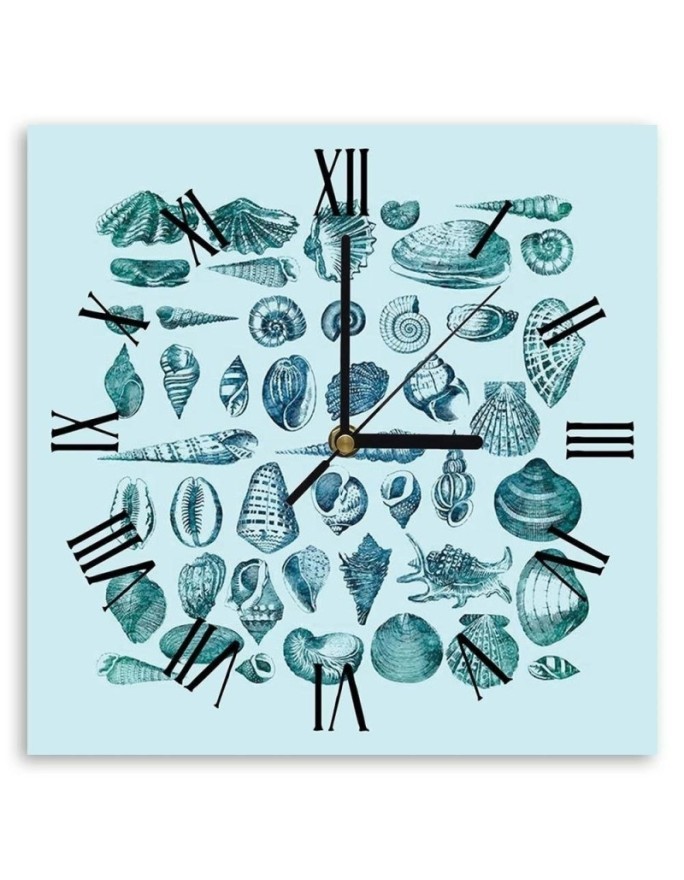 Wall clock - Blue little shells - Andrea Haase | FEEBY