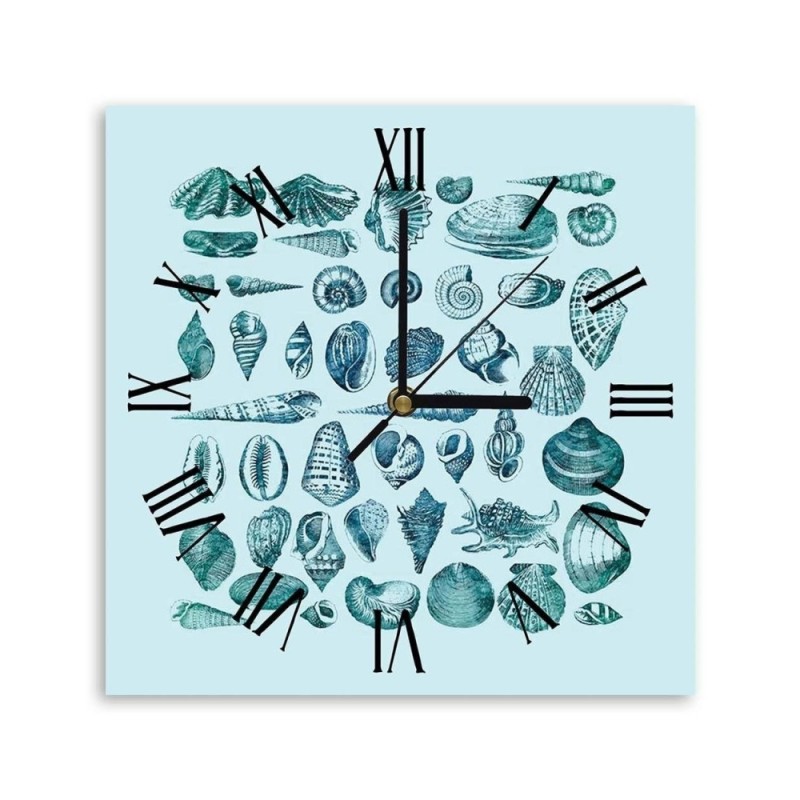 Wall clock - Blue little shells - Andrea Haase | FEEBY