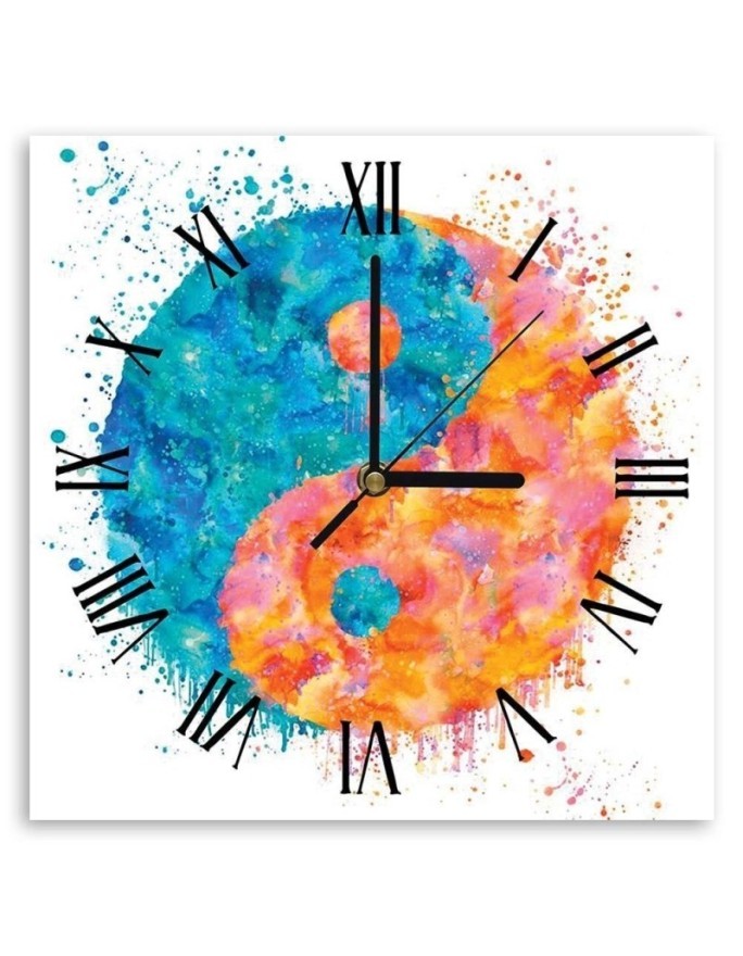 Wall clock - Blue and orange peace sign - Andrea Haase | FEEBY