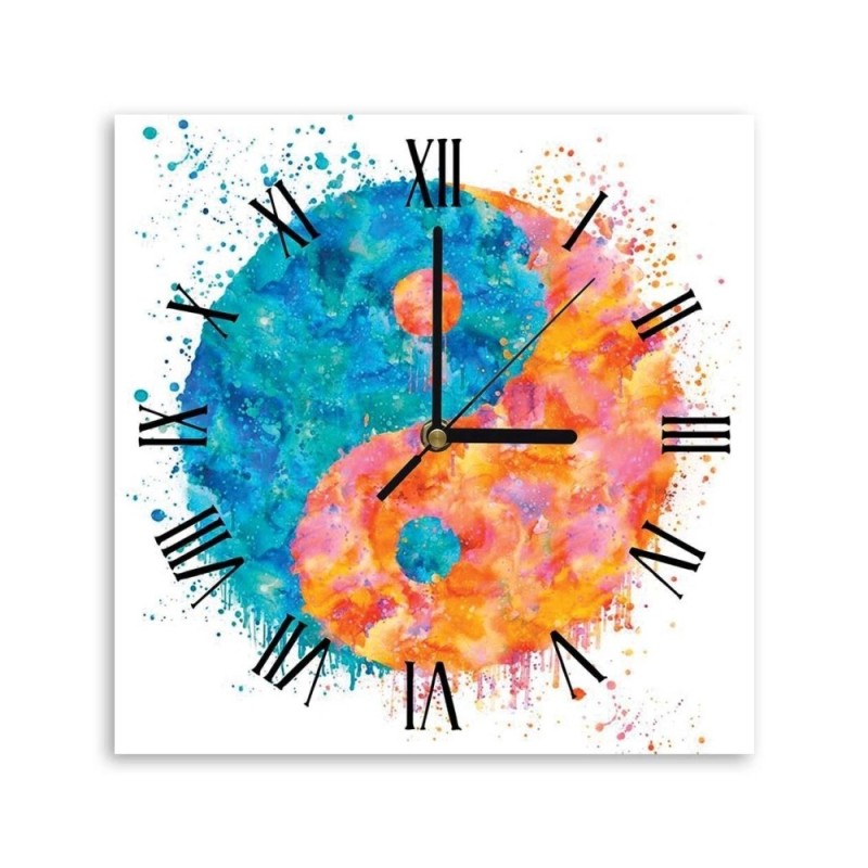 Wall clock - Blue and orange peace sign - Andrea Haase | FEEBY