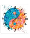 Wall clock - Blue and orange peace sign - Andrea Haase | FEEBY