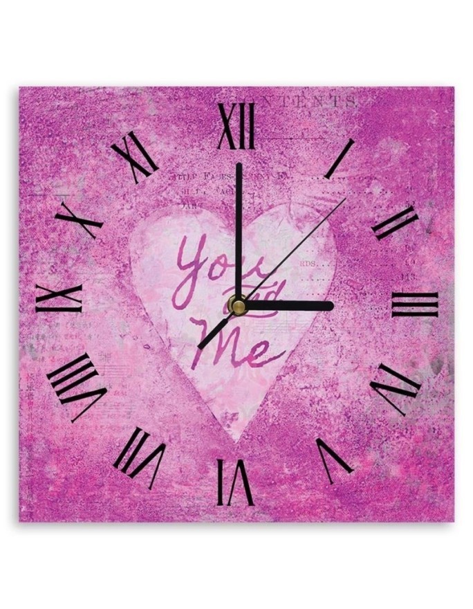 Wall clock - Pink You and Me lettering - Andrea Haase | FEEBY