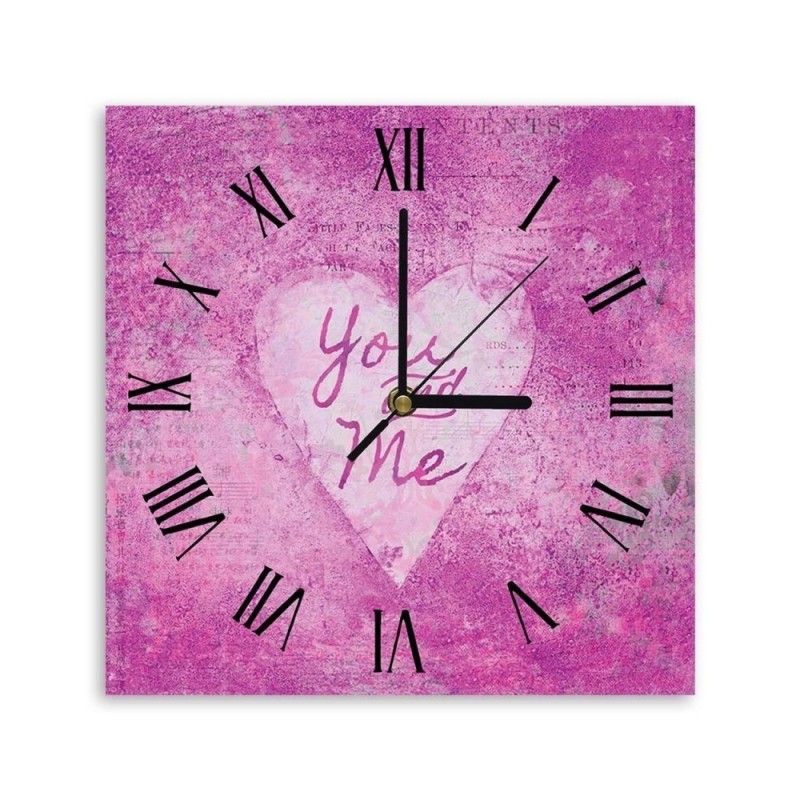 Wall clock - Pink You and Me lettering - Andrea Haase | FEEBY
