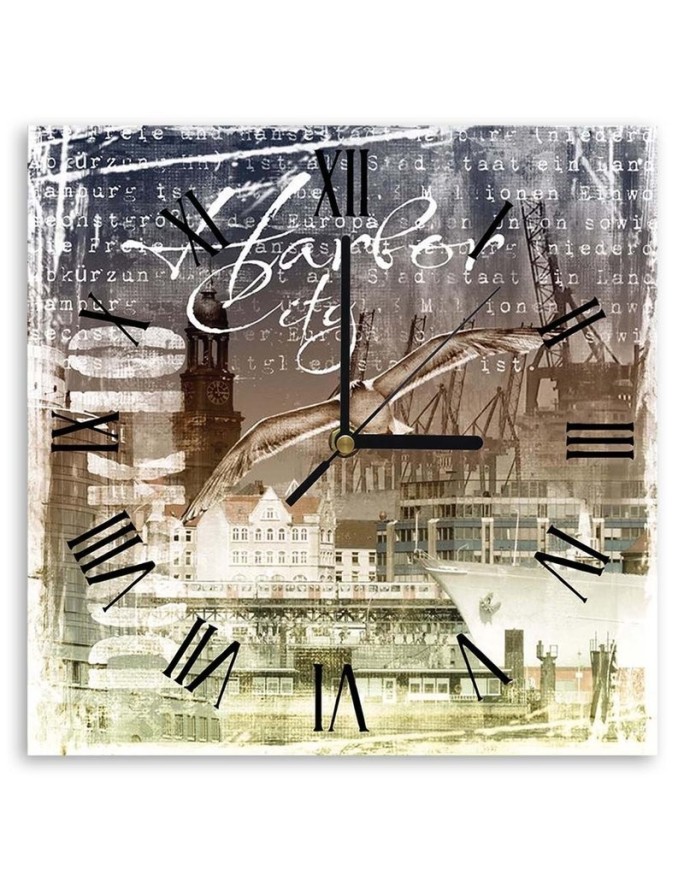 Wall clock - Port brown postcard - Andrea Haase | FEEBY