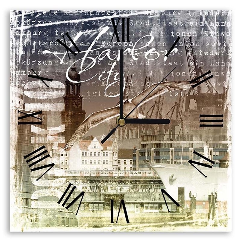 Wall clock - Port brown postcard - Andrea Haase | FEEBY