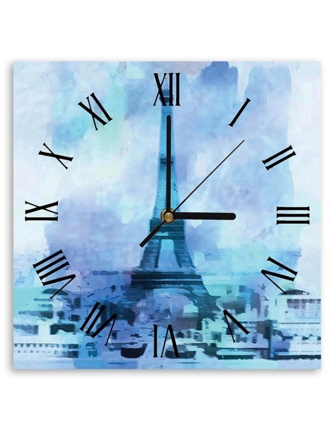 Wall clock - Eiffel Tower blue - Andrea Haase | FEEBY