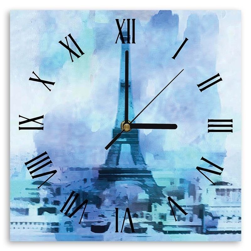 Wall clock - Eiffel Tower blue - Andrea Haase | FEEBY