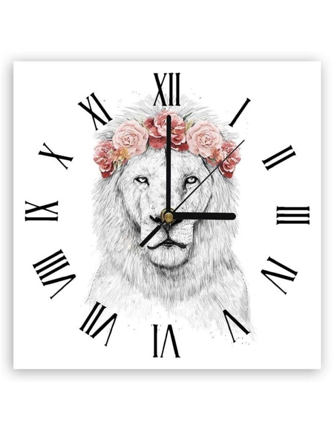 Wall clock Lion in flower...