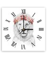 Wall clock - Lion in flower garland - Balazs Solti | FEEBY