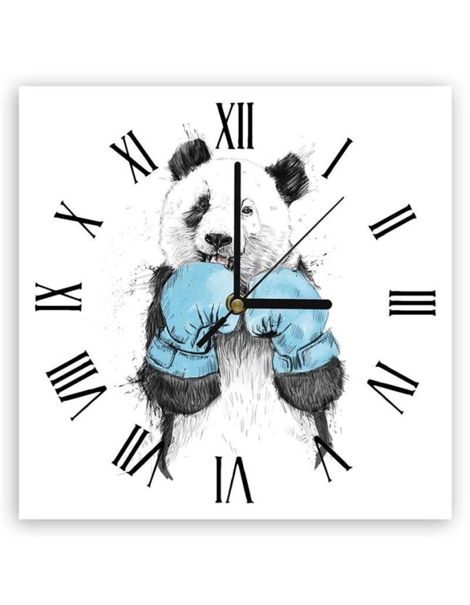 Wall clock Panda in boxing...