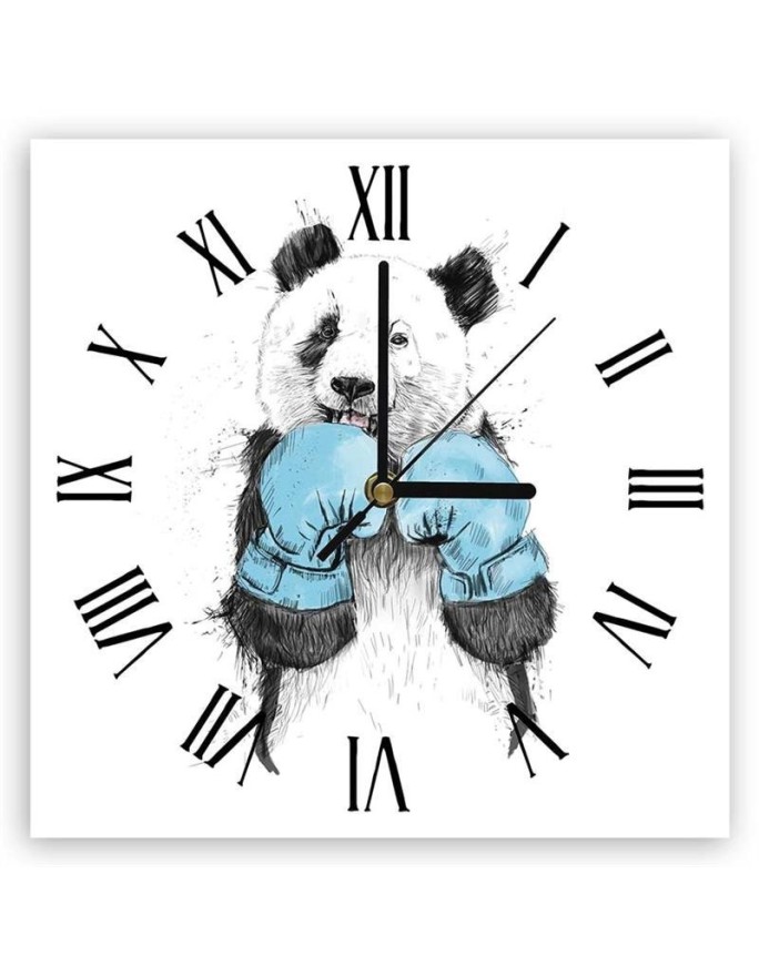 Wall clock - Panda in boxing gloves - Balazs Solti | FEEBY