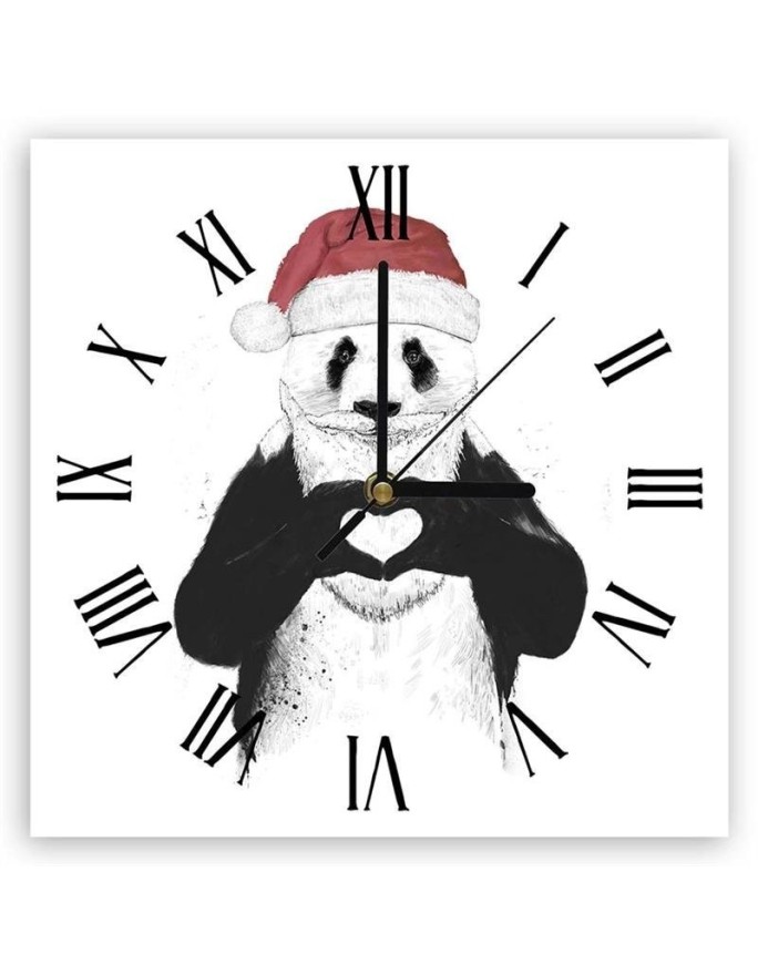 Wall clock - Christmas panda - Balazs Solti | FEEBY