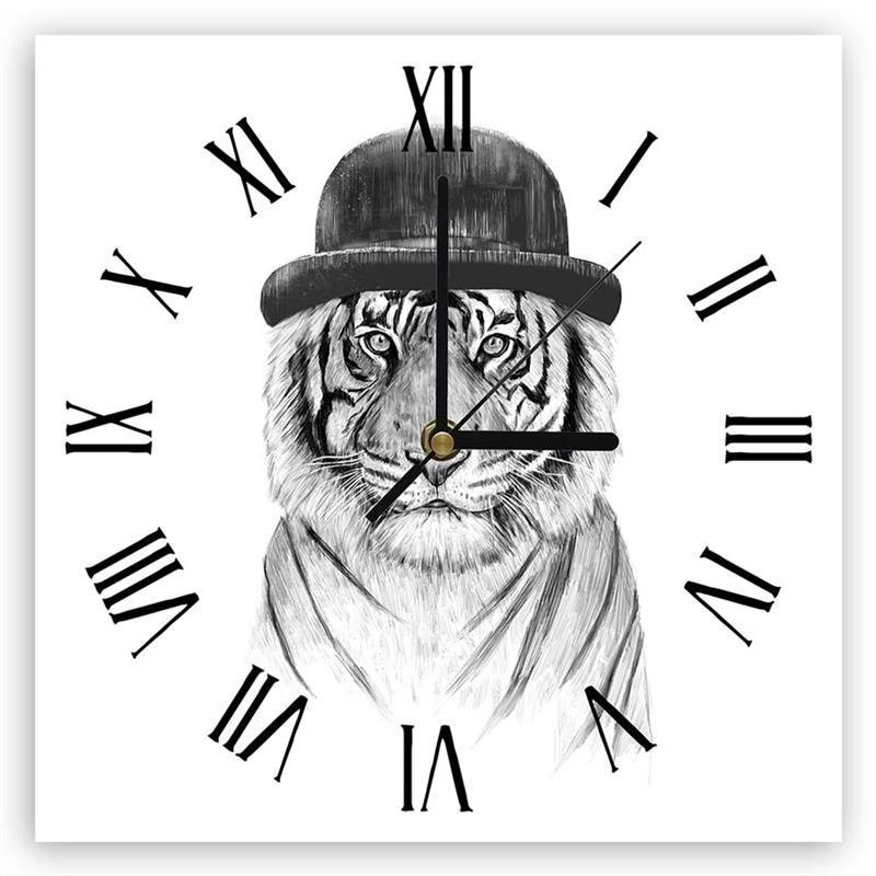 Wall clock - Tiger in a hat - Balazs Solti | FEEBY