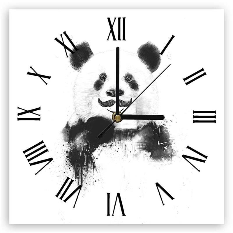 Wall clock - Black and white panda - Balazs Solti | FEEBY