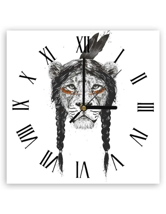 Wall clock - Lioness as an Indian woman - Balazs Solti | FEEBY