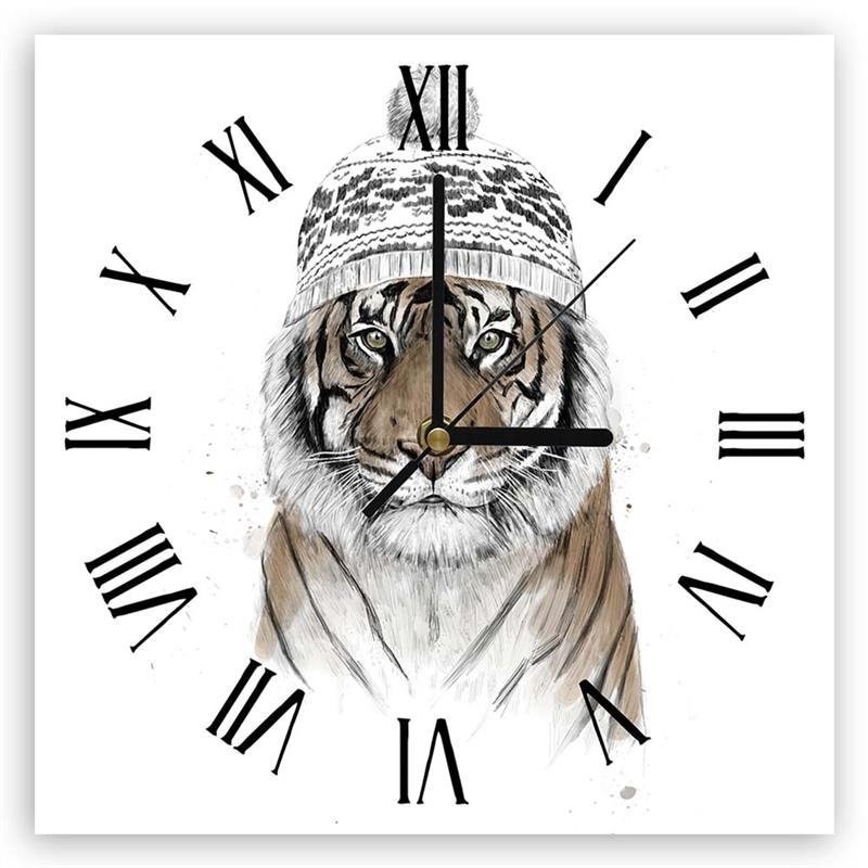 Wall clock - Tiger in a zioma hat - Balazs Solti | FEEBY