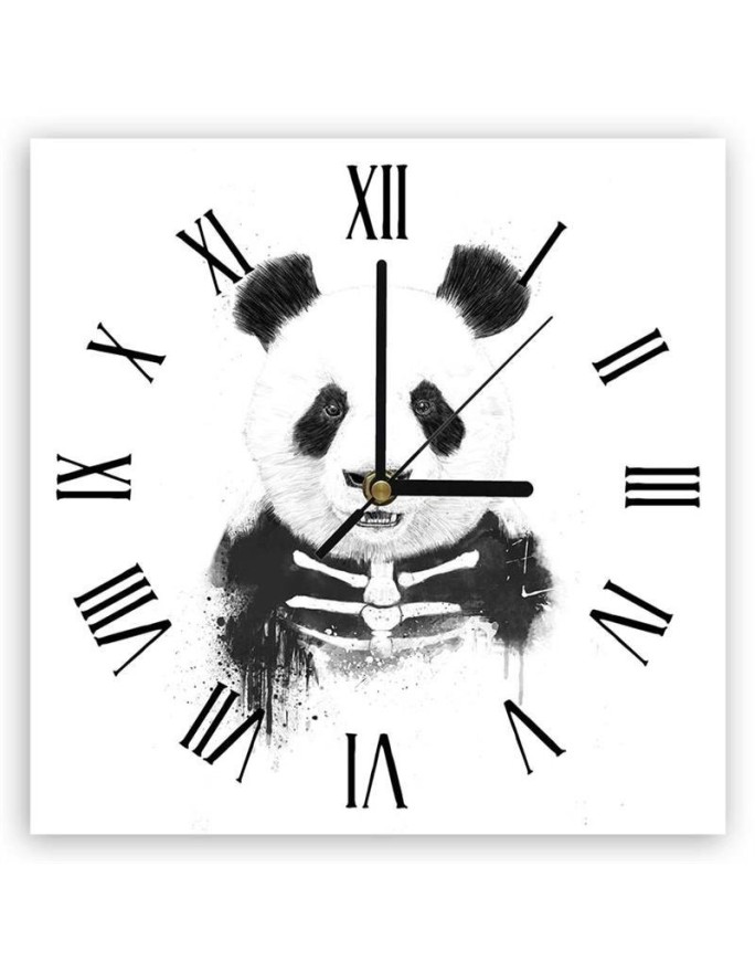 Wall clock - Skeleton panda bear - Balazs Solti | FEEBY