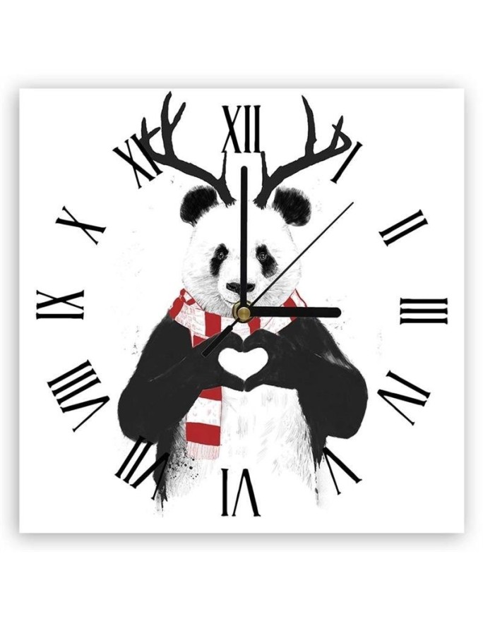 Wall clock - Panda with horns - Balazs Solti | FEEBY