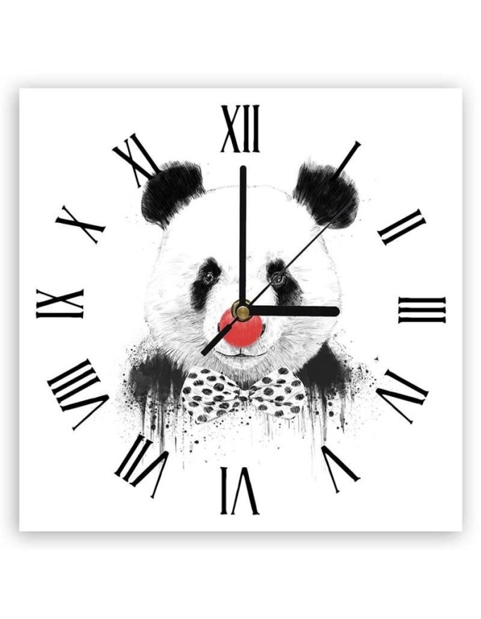 Wall clock - Panda with clown nose - Balazs Solti | FEEBY