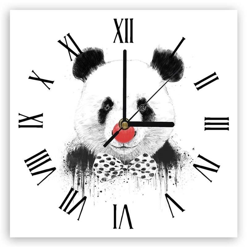 Wall clock - Panda with clown nose - Balazs Solti | FEEBY