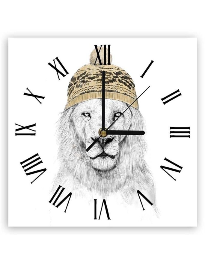 Wall clock - Lion in yellow cap - Balazs Solti | FEEBY