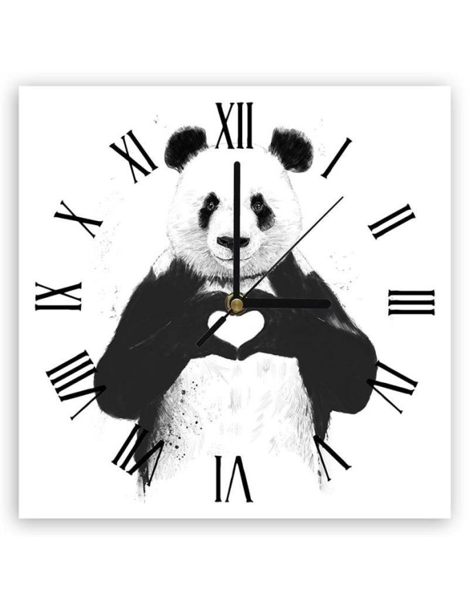 Wall clock - Panda showing a heart - Balazs Solti | FEEBY