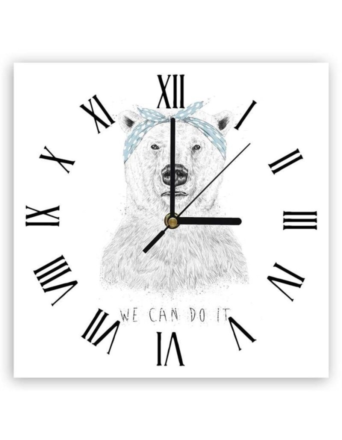 Wall clock - Polar bear with bandama - Balazs Solti | FEEBY