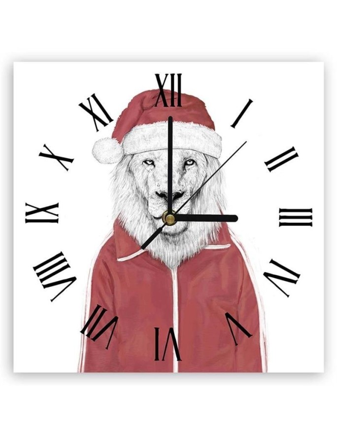 Wall clock - Christmas lion portrait - Balazs Solti | FEEBY