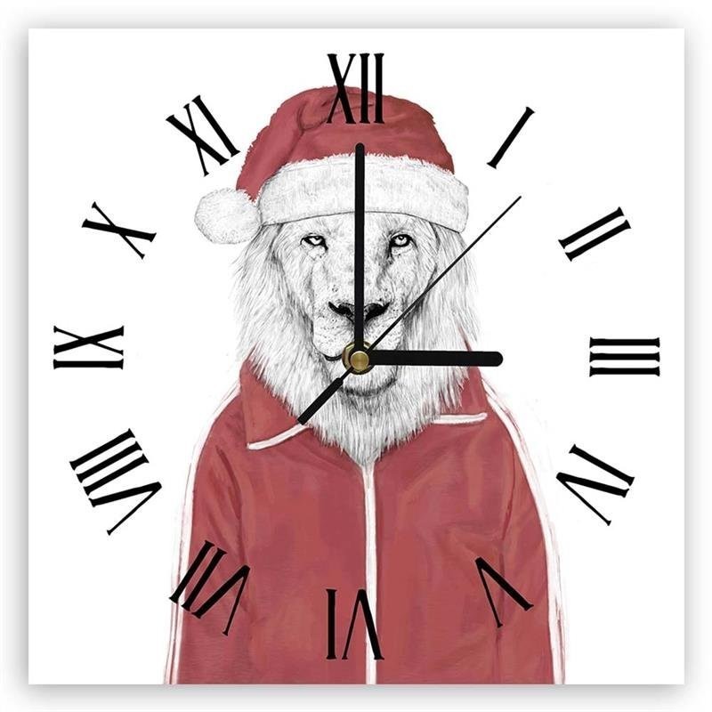 Wall clock - Christmas lion portrait - Balazs Solti | FEEBY