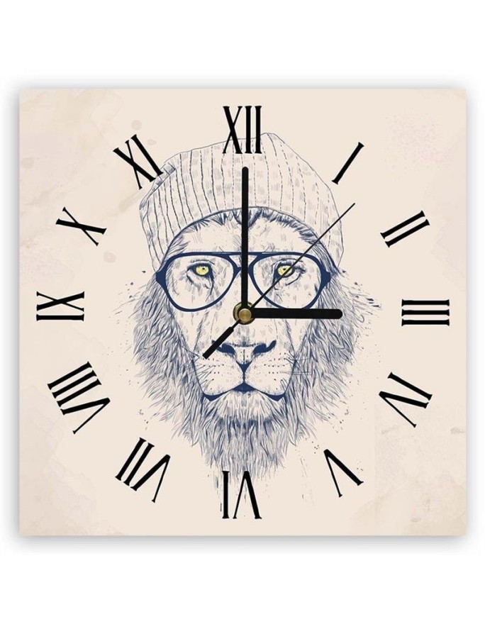 Wall clock Lion in hipster...