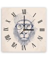 Wall clock - Lion in hipster glasses - Balazs Solti | FEEBY