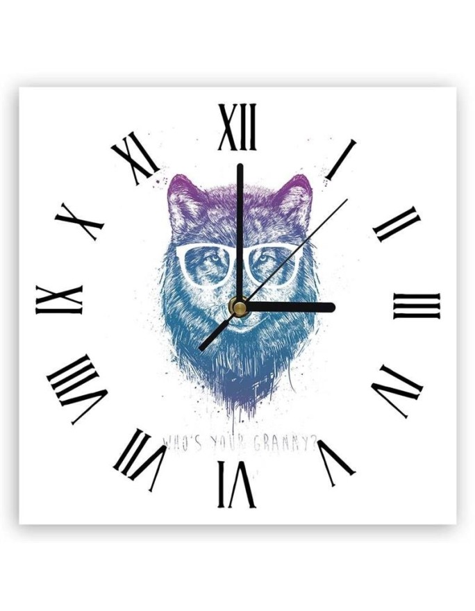 Wall clock Pastel wolf with...