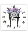 Wall clock - Lioness and flower garland - Balazs Solti | FEEBY