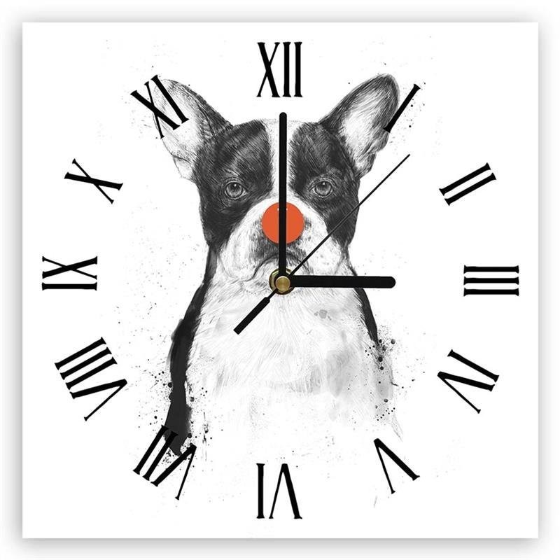 Wall clock - The French Bulldog and the Clown's Nose - Balazs Solti | FEEBY