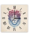Wall clock - Lion and pastel flowers - Balazs Solti | FEEBY