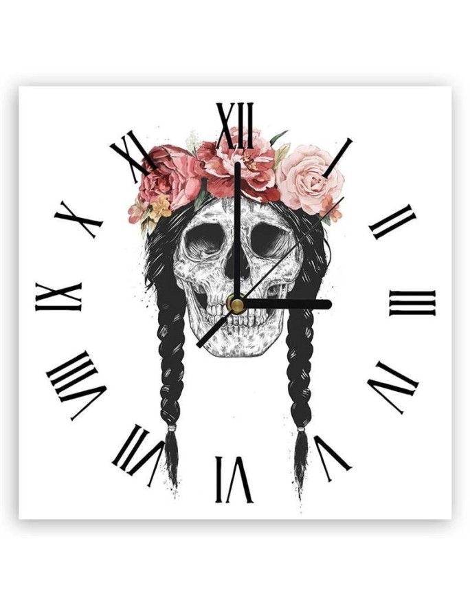 Wall clock - Skull with braids - Balazs Solti | FEEBY
