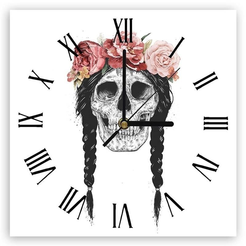 Wall clock - Skull with braids - Balazs Solti | FEEBY