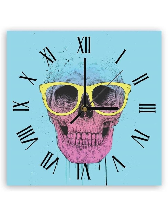 Wall clock - Skull in glasses - Balazs Solti | FEEBY