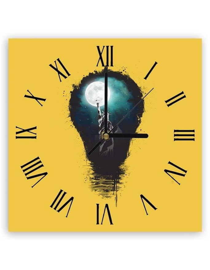 Wall clock - Statue of freedom in a light bulb - Balazs Solti | FEEBY