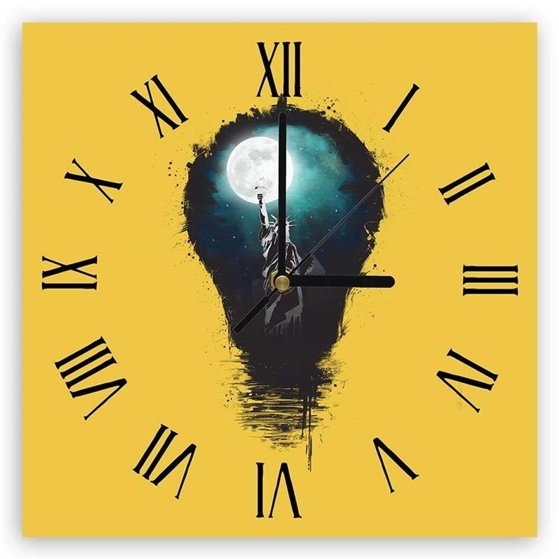 Wall clock - Statue of freedom in a light bulb - Balazs Solti | FEEBY
