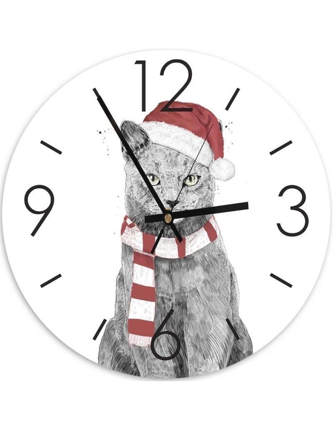 Wall clock Christmas cat -...