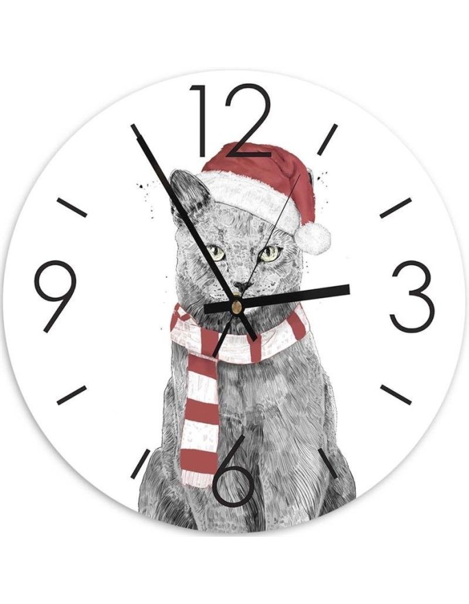 Wall clock - Christmas cat - Balazs Solti | FEEBY