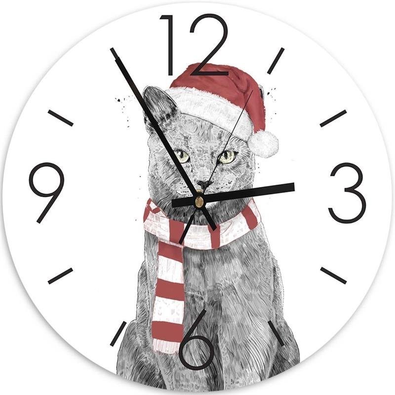 Wall clock - Christmas cat - Balazs Solti | FEEBY
