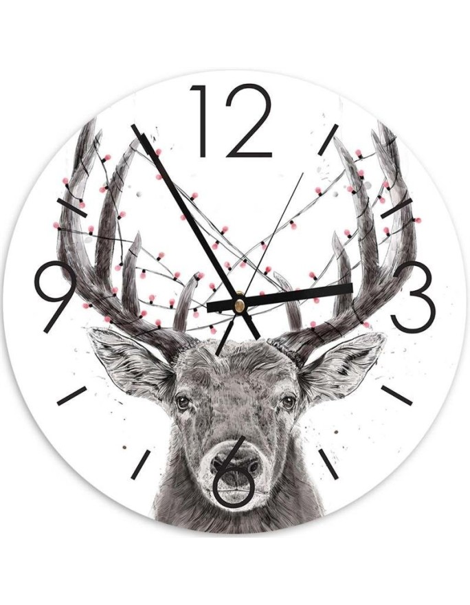 Wall clock - Deer with lights on the horns - Balazs Solti | FEEBY