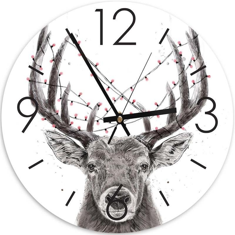 Wall clock - Deer with lights on the horns - Balazs Solti | FEEBY