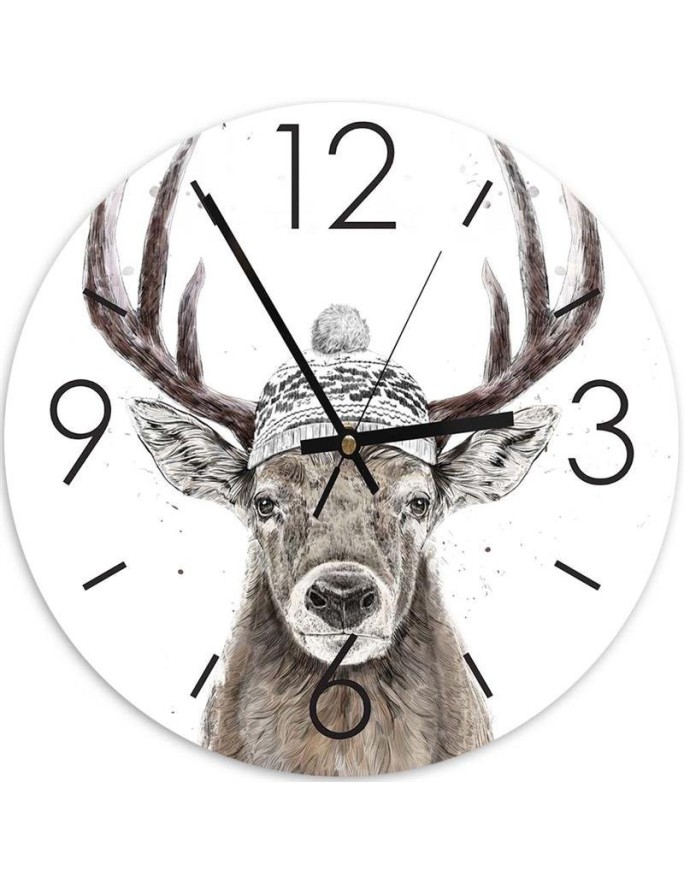 Wall clock Deer in cap -...