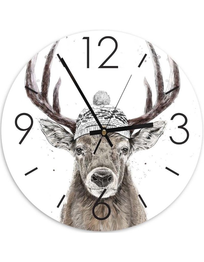 Wall clock - Deer in cap - Balazs Solti | FEEBY