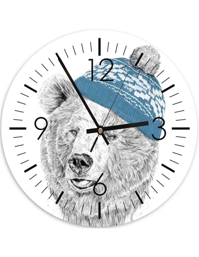 Wall clock - Bear with blue cap - Balazs Solti | FEEBY
