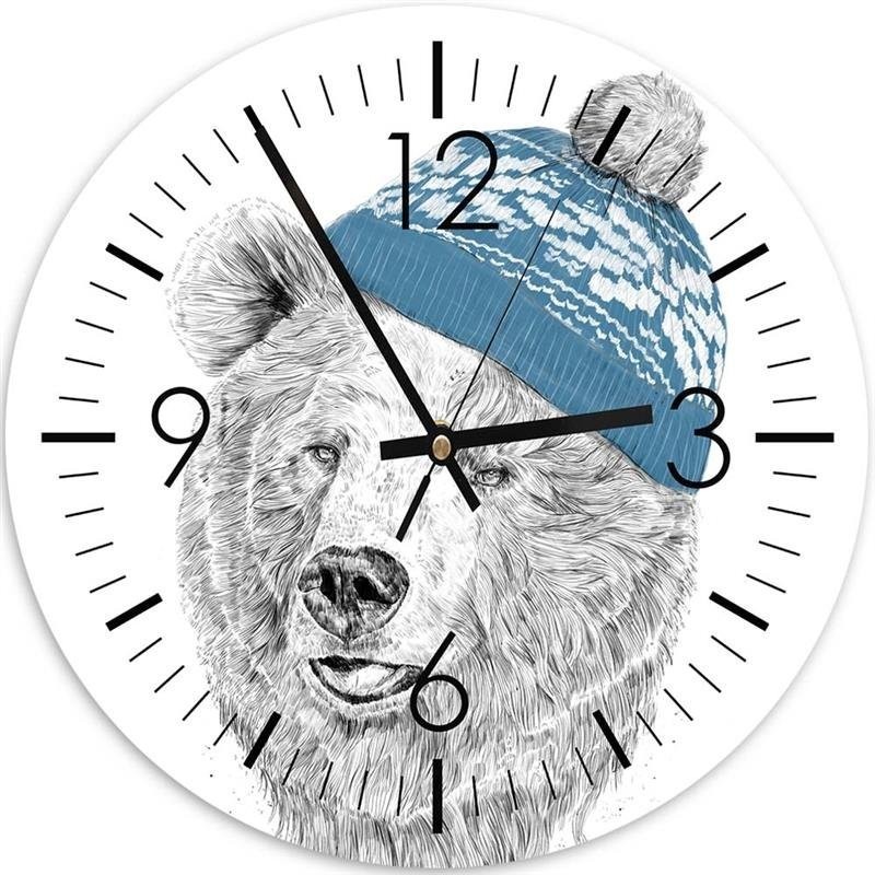 Wall clock - Bear with blue cap - Balazs Solti | FEEBY
